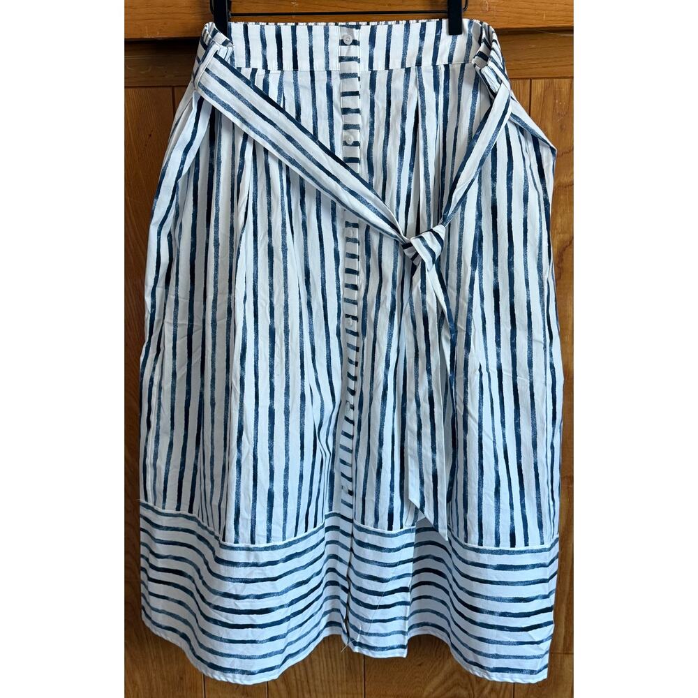 NWT Chico's Palermo Striped Tie-Front Midi Skirt Blue, 3 - Picture 12 of 14